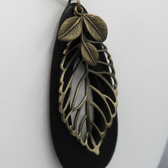 Jewelry necklace large statement long leaves nature new - Picture 3 of 6